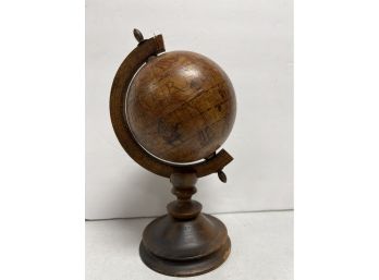 Small Vintage Wooden Globe With Agenda   E2