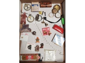 Pocket Watches And Costume Jewelry Box Lot - Westclox Pocket Ben, Geneva, Bull's Eye Westclox  A3