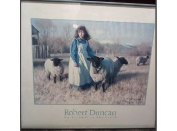 Robert Duncan Framed Print Titled ' My Friends In The Field' (1987) In Blue Metal Frame WA