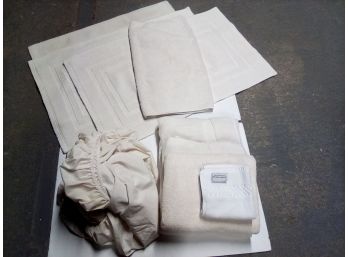Bathmats, 1 By Restoration Hardward - Ritz Washcloth, 3 Bath Towels, Curtain Rod, 1 Q Fitd Sheet CVBK