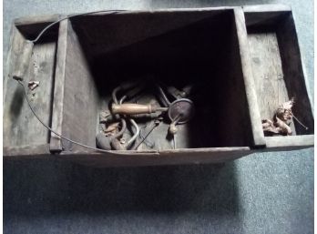 Antique Carpenters Box With Some Tools   CVBK