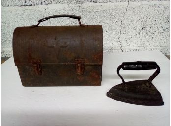 Vintage Metal Thermos Lunchbox Uncommon - Crafters Favorite AND Old Fashioned Iron  CAVE