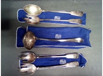 Silver Gift Co - Toledo Works, Sheffield, England Silverplate Servers With Flannel Covers & 2 Boxes D3