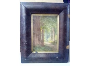 Small Beautiful Watercolor Of Forest Edge Signed By Artist (L. Hoen? 07)  D4
