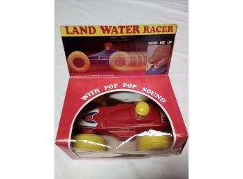 Land Water Wind Up Racer With Pop Pop Sound Vintage Toy Made In Hong Kong  C5