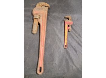 Pair Of Ridgid Brand 18' And 8' Pipe Wrenches.   F