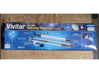 Vivitar Brand Refractor Telescope With Tripod.   CV