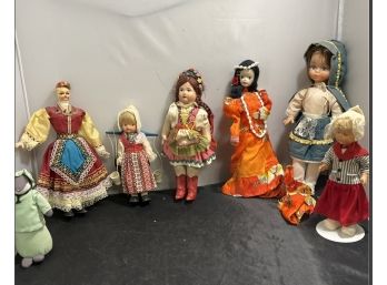 Beautiful Lot Of 6 International Dressed Themed Dolls