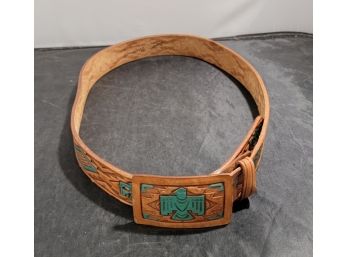 Beautiful Hand Painted Native American Vintage Leather Belt.  A5