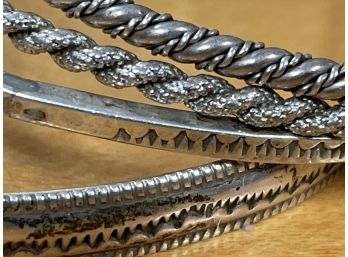 Set Of Four Vintage Sterling Bangle Bracelets A3