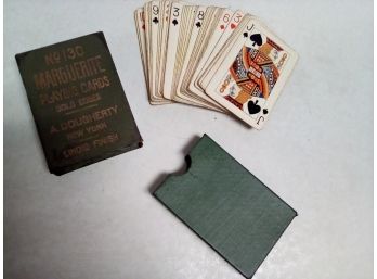 Vintage Marguerite No. 130 Playing Cards Gold Edges - A. Dougherty, New York, Linoid Finish A4