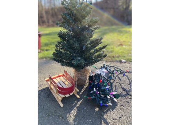 Small Tree, LED Lights And Mini-sled