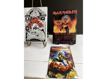 Rock Accessories: 2 Aluminum Wall Hangings And Comic Book