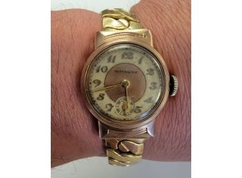 LADIES VINTAGE WIINAUER 10K ROLLED GOLD PLATE CASE ROSE COLOR CASE AND DIAL (rUNNING CONDITION)