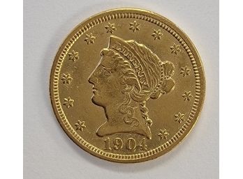 1904 LIBERTY QUARTER EAGLE .900 FINE GOLD