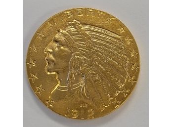 1912 INDIAN HEAD HALF EAGLE .900 FINE GOLD