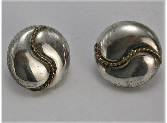 Pair Of Sterling Silver Earrings Made In Mexico