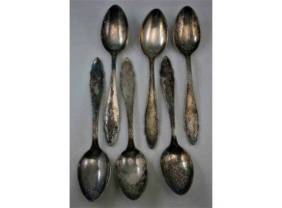 Set Of 6 Silverplate Teaspoons In Chippendale Pattern