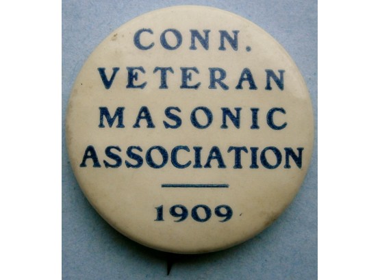 1909 CONN. VETERAN MASONIC ASSOCIATION Pinback Button
