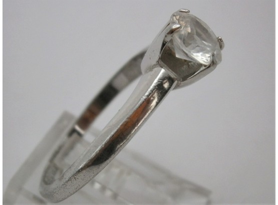 Sterling Silver Ring With Large Rhinestone