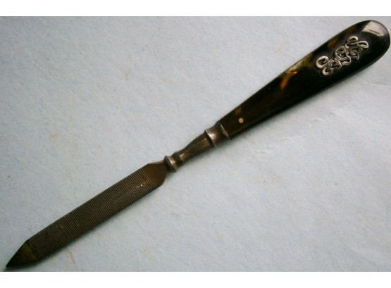 19th Century Nail File With Faux Handle With Silver Initials