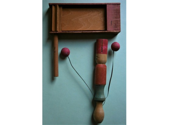 (2) Vintage Wood Noisemakers From The Early 1900's