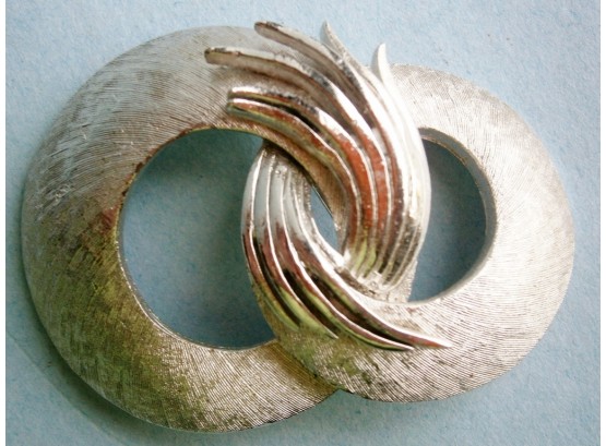 Modernistic Designed Silver Toned Pin By Corocraft