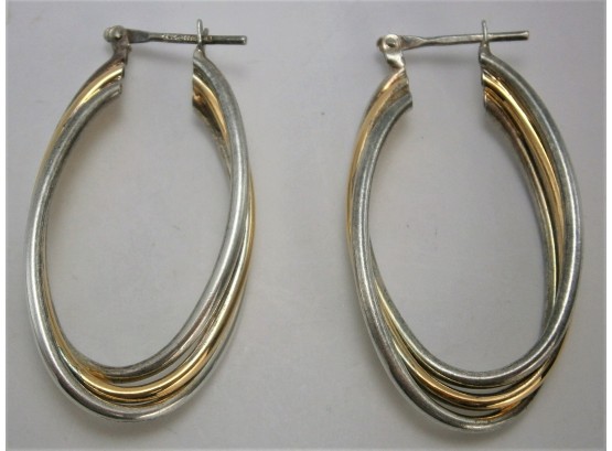 Pair Of Sterling Silver Earrings With Gold Wash Made In Italy