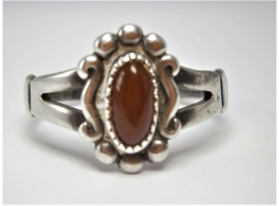Antique Sterling Silver Ring With Carnelian Stone