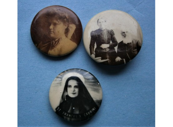 (3) Vintage Photograph Pinback Buttons