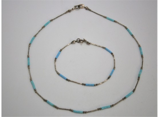 Sterling Silver Necklace And Matching Bracelet