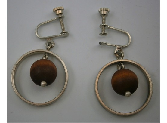 Vintage Aarikka FINLAND Modern Design Ball In Ring Earrings