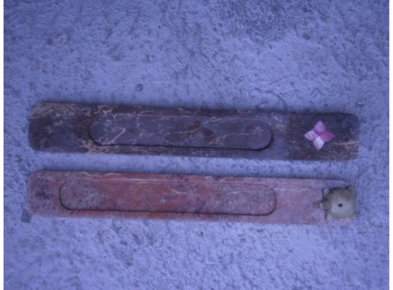 2 Vintage Hand Carved Soapstone Incense Holders