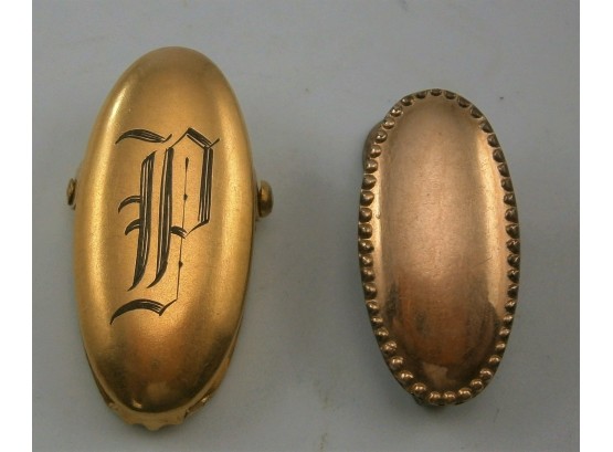 2 Antique Yellow Gold Gold Filled Lingerie Clips