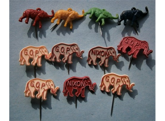 (11) Vintage G.O.P. Figural Elephant Pins