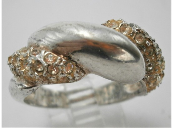 Sterling Silver Ring With Rhinestones Made In Italy