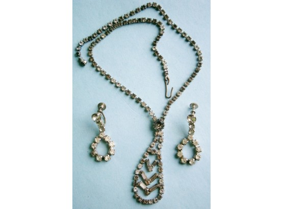 Rhinestone Necklace And Earrings