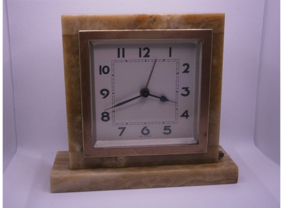 Art Deco Marble Alarm Clock Made In France By Duverdrey & Bloquel