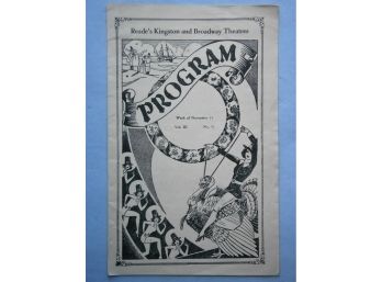 1930's Reade's Kingston And Broadway Theatres (UPAC Kingston, N.Y.) Program