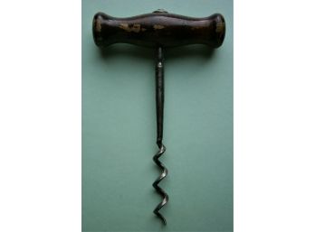 Vintage Corkscrew With Turned Wood Handle