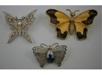 3 Vintage Figural Butterfly Pins