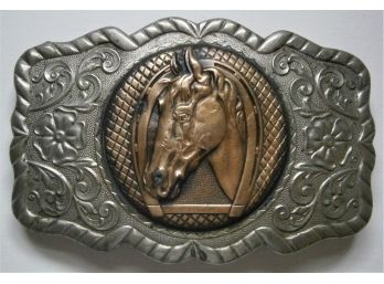 Vintage Western Belt Buckle With Horse Motif