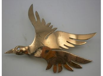 Vintage Sterling Silver With Gold Wash Stylized Figural Bird Pin