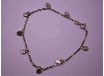 Sterling Silver Chain Bracelet With Heart Charms