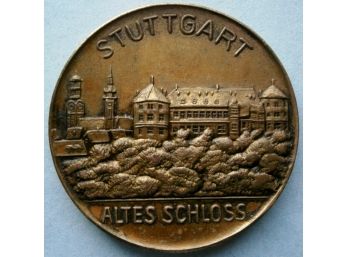 STUTTGART ALTESS SCHLOSS Bronze Souvenir Medallion