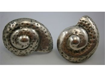Vintage Sterling Silver Snail Shell Earrings