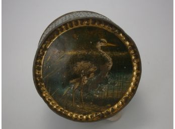 19th Century Tin Baby Rattle With Storks