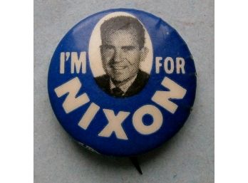 1956-60 I'M FOR NIXON Photo Pinback Button