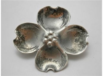 Floral Sterling Silver Pin Signed NYF