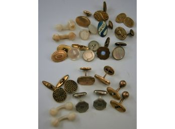 5 Sets Of Antique Cufflinks  12 Mismatched Cufflinks From Early 1900's
